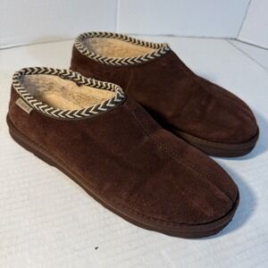 Bearpaw Mens 12 Brown Suede Sherpa Lined Mules Slippers Indoor Outdoor Shoes